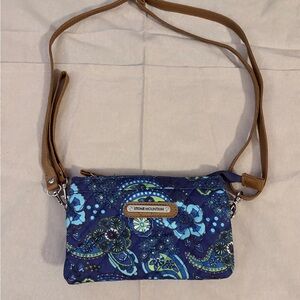 Stone Mountain Accessories Navy and Teal Floral Crossbody Bag
